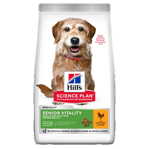 Hill's Science Plan Senior Vitality Small & Mini Mature Adult 7+ Dog Food with Chicken & Rice Petotreats