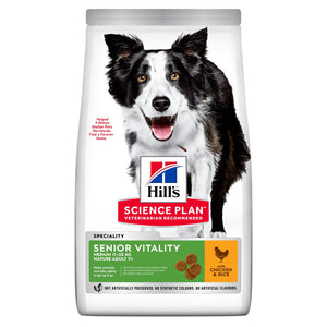 HILLS SCIENCE PLAN SENIOR VITALITY MEDIUM MATURE ADULT 7+ DOG FOOD WITH CHICKEN & RICE