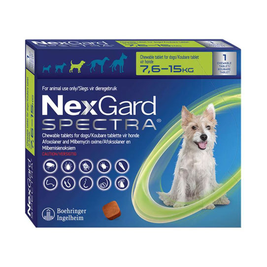NEXGARD SPECTRA 1TB 7.6 15KG GREEN Pet O Treats